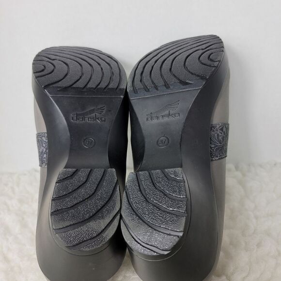 Dansko Jessica Women's Clog Size 6.5 Gray  Leather Slip On Wedge Shoes - Picture 3 of 9